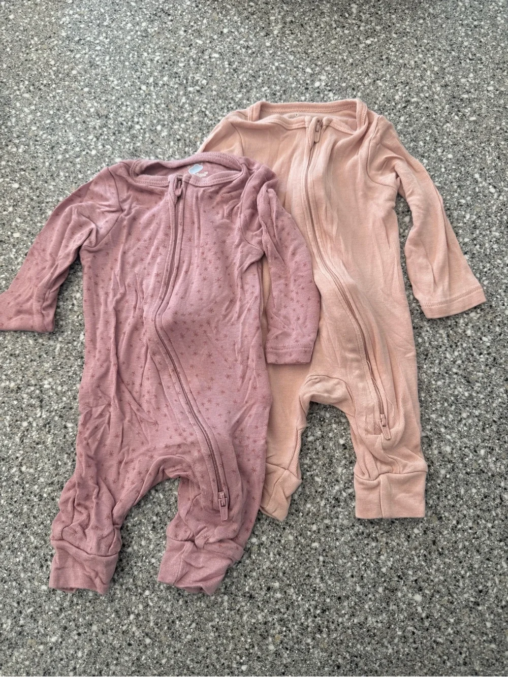 Unbranded Kids Long-Sleeve Zip One-Piece Rompers - Rose & Blush